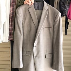 Taupe custom tailored suit.